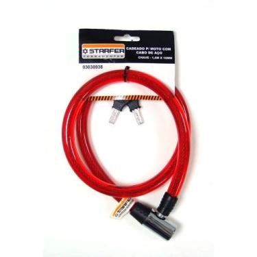 Imagem de Cadeado para Moto com Cabo de Aço Chave 1,0m x 16mm Starfer