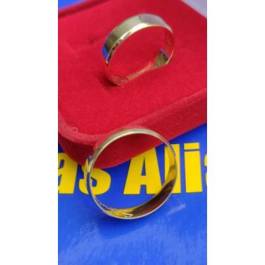 Imagem de Par Alianças 18 K com Kina Noivado Casamento Ouro 18 Kilates 8.00 Gram