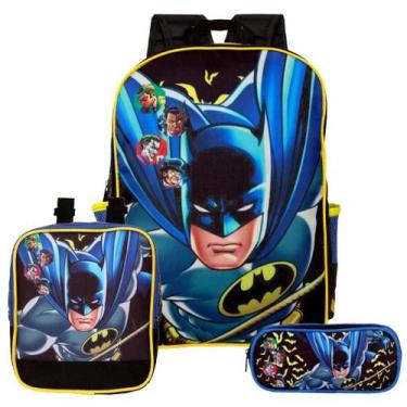 Imagem de Mochila Masculina Batman De Costas + Kit Lancheira E Estojo - Toys 2U