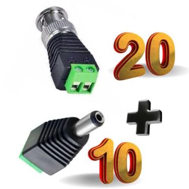 Imagem de Kit 20 Conectores BNC Macho C/ Borne + 10 Plug P4 Macho - VS