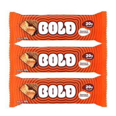 Imagem de Kit 3 Barra de Proteína Bold Sabor Paçoca e Chocolate com 20g de Prote