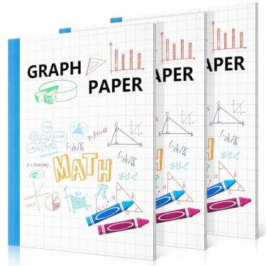Imagem de Ctosree 3 pacotes de papel milimetrado para crianças, quadrados, 1/2 polegada, caderno de composição de papel matemático, 21 x 28 cm, quadriculado quadrilátero pautado para crianças, material escolar