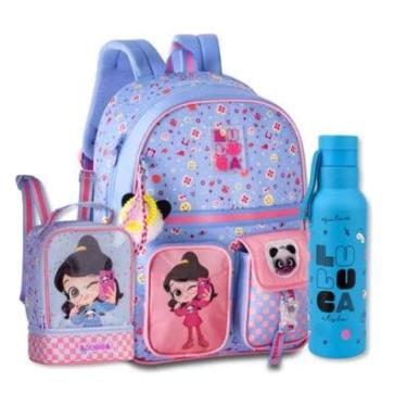Imagem de Mochila Luluca com Lancheira e Garrafa 500ml Kit Infantil-Feminino