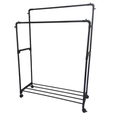 Imagem de Arara Dupla Cabideiro Sapateira Blusa Roupa Sapato Tenis Sandalia Bolsa Chapeu Quarto Closet Loja Organizaçao Multiuso Rodinhas Apartamento Casa