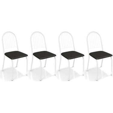 Imagem de Cadeira de Cozinha Noruega 2C077 Kit 4 Un Branco Fosco/Preto 110 - Kappesberg
