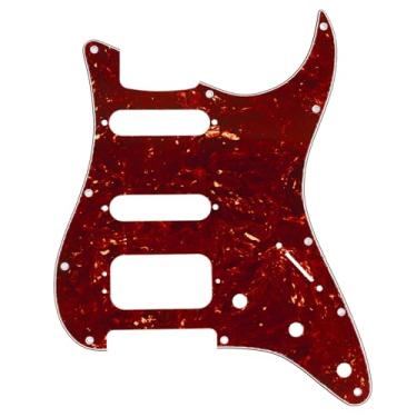 Imagem de Musiclily Pro 11 Furos Canto Redondo Escudo Guitarra HSS Strato Pickguard para Stratocaster EUA/Mexicana com 3 Parafusos para Montagem de Humbucker Captadores Abertos,4 Camadas Vintage Tortoise