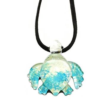 Imagem de Colar feito à mão com pingente de estatueta de animal marinho soprado com arte de tartaruga marinha azul celeste - modelo Y2016, Vidro, Na