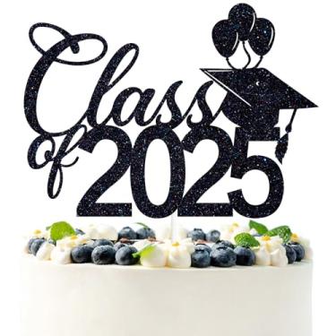 Imagem de Black Glitter Class of 2025 Cake Topper, You Did It/Cngrats 2025/Congarts Grad, 2025 Graduation Party Decorations Supplies