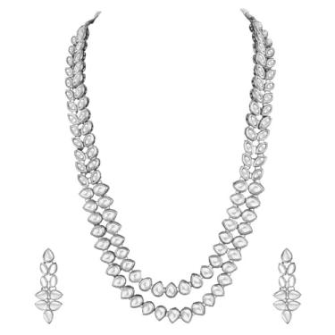 Imagem de Aheli Conjunto de brincos de colar Kundan longo étnico indiano Bollywood joia moderna para mulheres, Metal, não conhecido,
