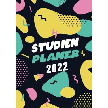 Imagem de Studienplaner 2022: Wochenplaner zum notieren, organisieren und planen DIN A4. Kalender / Terminkalender / Monats- / Tagesübersicht / Kontakt- / Geburtstags listen / modern art formen