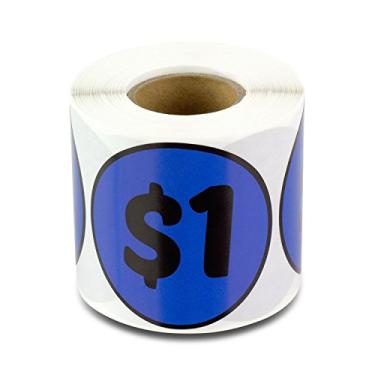 Imagem de Adesivos de preço pré-impressos de $1 dólar - adesivos redondos circulares de 5 cm em azul escuro para venda de garagem, venda de quintal, mercado de pulgas, adesivos de preços de loja de varejo e