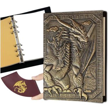 Imagem de DDFE DND Dragon Binder Journal Caderno de couro para escrever desenho, 400 páginas, masmorras e dragões, acessórios de dados de D&D, jogos de RPG, ótimos presentes DND