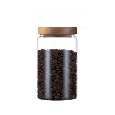 Imagem de Potes De Vidro Redondo Com Tampa De Madeira Hermética (750 Ml)