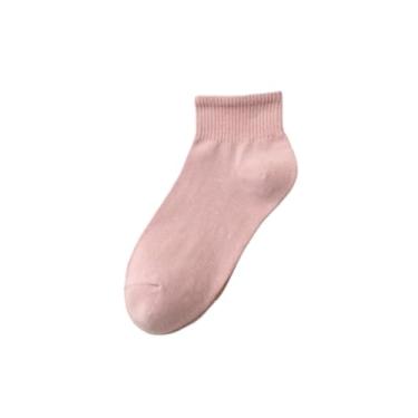 Imagem de chanstore 3 pares - Meias curtas femininas de algodão de cor sólida, puro algodão estudantil, esportes e lazer, meias curtas - rosa