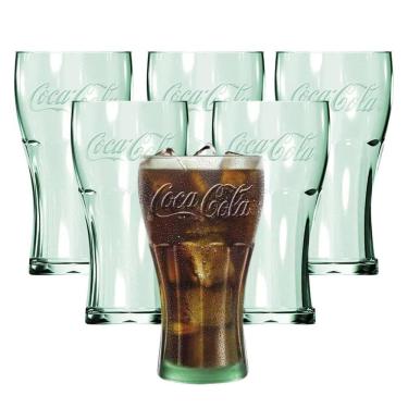 Imagem de Copo Contour Coca Cola Vidro Jogo 6 Peças 470ml Verde - Nadir
