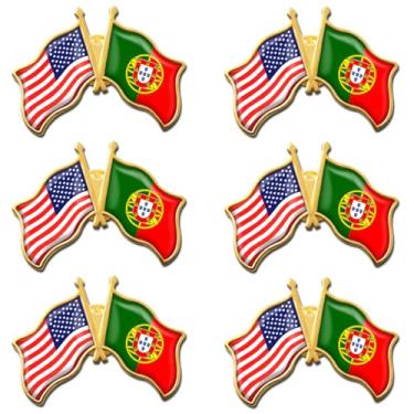 Imagem de Pacote de 6/12/50/100 - Alfinetes de bandeira da amizade de Portugal americano a granel - 3,6 cm Metal EUA EUA Swiss Lapel Pins Badge Button Button Souvenir, 1.4inch, Metal, Sem Pedra Preciosa