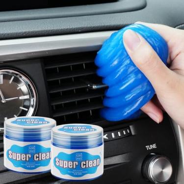 Imagem de JUSTTOP 2 pacotes de gel de limpeza de carro, geleca de limpeza de interiores automotivos, kit de limpeza de ventilação de carro para carro e teclado, acessórios de limpeza de carro azul