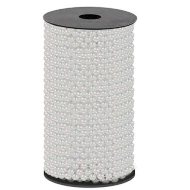 Imagem de Uxney Guirlanda de pérolas artesanais, 6 mm x 65,6 pés contas de árvore de Natal ornamentos de pérolas para decoração de árvore de Natal DIY festa de casamento (transparente)