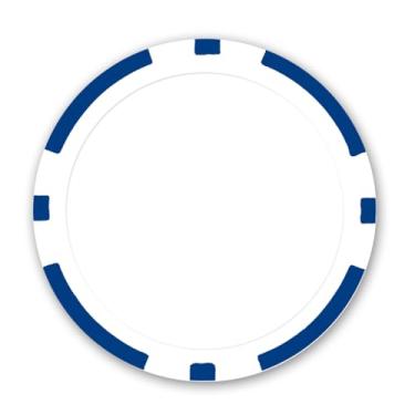 Imagem de DA VINCI 100 fichas de pôquer de 11,5 gramas em branco com 8 listras para uso com etiquetas personalizadas, faça seu próprio conjunto de pôquer personalizado (azul)