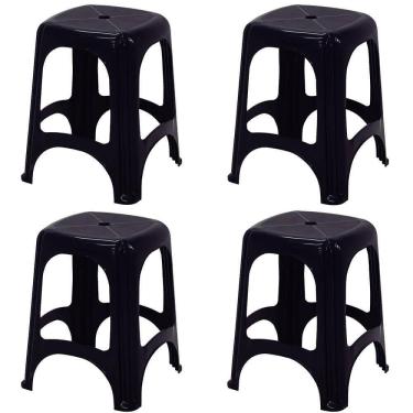 Imagem de 4 Banquetas Tramontina Niterói ECO em Polipropileno Preto 45cm 92411009