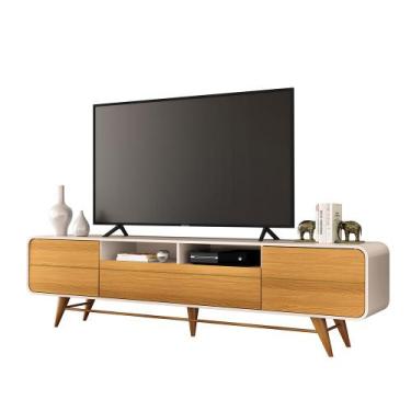 Imagem de Bancada Europa Pés em Madeira para TV até 85 Polegadas Off White/Cinam