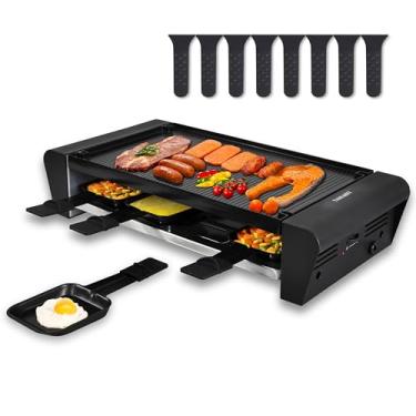 Imagem de Tamarit Tamarit Raclette Table Grill Para 8, 2 Em 1 Raclette Grill Pequeno Estilo Suíço Raclette Pfas-No Antiaderente Reversível Grelha/Placa De Grelha Controle De Temperatura Ajustável 1300 W, 8 Fo