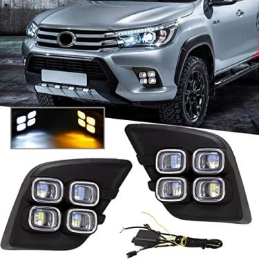 Imagem de VGETTING Luzes de LED diurnas para Toyota Hilux Vigo Revo 2015-2017 Farol de neblina Substituição Luzes de seta Cromadas Acabamento DRL Revo Luz Diurna