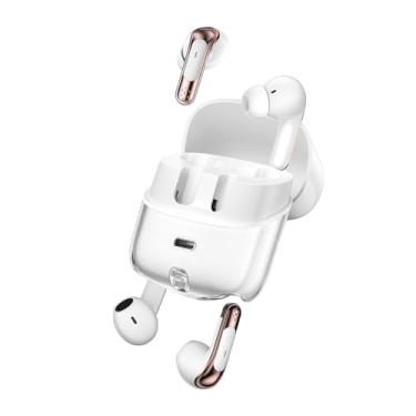 Imagem de 2 pares de fones de ouvido sem fio, fones de ouvido Bluetooth com cancelamento de ruído para 2 pessoas, fones de ouvido intra-auriculares com tela LED, à prova d'água, tempo de