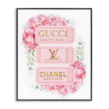 Imagem de Stupell Industries Design de arte de parede giclée emoldurado preto rosa e dourado Glam Tickets por Amanda Greenwood, 28 x 35