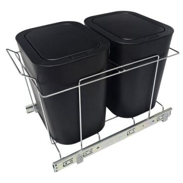 Imagem de Lixeira Dupla Aramada 24L Preta Fixação de Base Tampa Click - Metais A