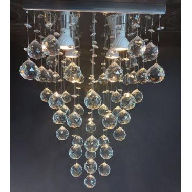 Imagem de Linda Luminária Moderna, Com Base de Inox 30x30cm, Cristais Legítimos 