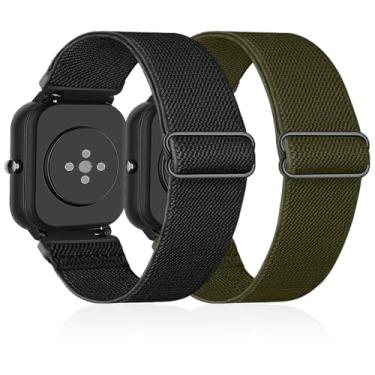 Imagem de Lzwldan Pacote com 4 pulseiras de relógio de nylon elástico compatíveis com Amazfit GTS/GTS 2/GTS 2 mini/GTS 2e/GTS 3/GTS 4/GTS 4 mini, pulseiras macias de 20 mm para relógio Amazfit Bip/Bip U Pro/Bip