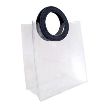 Imagem de Sacola Transparente Com Alça Bolsa Presente Lembrancinha PVC - Multiar