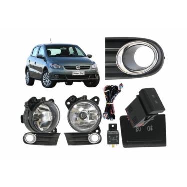 Imagem de Kit Farol Neblina Milha Gol Voyage Saveiro G5 2009 até 2012 Aro Cromado