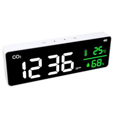 Imagem de Monitor de CO2 Com Alarme, Detector de Umidade de Temperatura, Cabo de Carregamento de 10 Pés para Dados de Ligação do Aplicativo