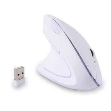 Imagem de Mouse canhoto, sem fio, USB de 2,4 GHz, mouse vertical ergonômico para canhotos, menos ruído com receptor USB, 6 botões, 3 DPI ajustáveis 800/1200/1600 para laptop, PC, desktop e Mac (branco)