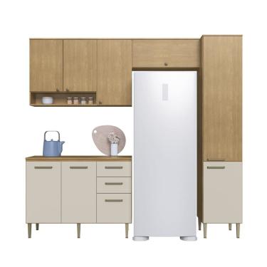 Imagem de Guarda-roupa 6 Portas 3 Gavetas com Espelho Safira Freijó/Areia