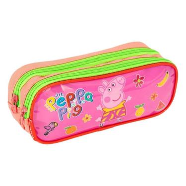 Imagem de Estojo Duplo Peppa Pig Necessaire Meninas Infantil Escolar