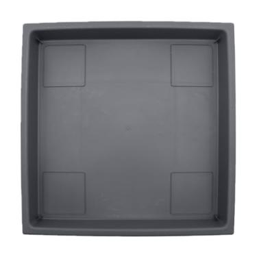 Imagem de The HC Companies Pires de plástico quadrado para plantas de 35,5 cm – Bandejas para vasos para ambientes internos e externos – 35,5 x 35,5 x 4,5 cm, cinza quente