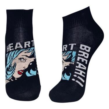 Imagem de Meias Algoão Soquete Femininas Estampadas Cano Baixo 5 Pares - meias a