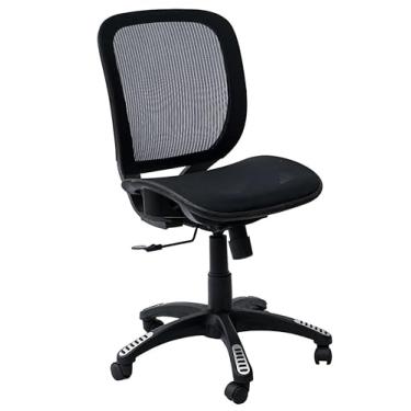 Imagem de Canary Products Cadeira de escritório preta totalmente em malha, ergonômica, ajustável, sem apoios de braço e sem encosto de cabeça, altura máxima de 106 cm
