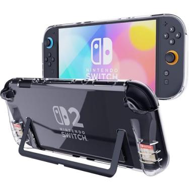 Imagem de Miimall Clear Case for Nintendo Switch 2 with Built-in 2 Game Card Slots, Soft TPU Cover Full-Body Protection Shock-Absorption Anti-Scratch Protective Case for Switch 2 Game Console Game Storage