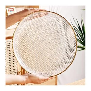 Imagem de cesta de frutas Bandeja de frutas de vidro com aro dourado, 2 peças, para casa, sala de estar, mesa de café, simples e moderno, estilo luxuoso, bandeja de frutas, lanches, bandeja de frutas secas deco