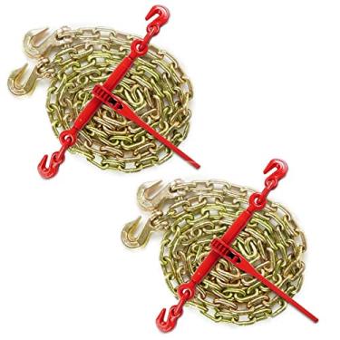 Imagem de AYMMIC 5/16"-3/8" Ratchet Chain Binder and 5/16" G70 Transport Chain Kit,Ratchet Load Binder Working Load 5,400Lbs,Binder Chain with Grappling Hook,Tie Down Heavy Loads to A Truck or Flatbed Trailer