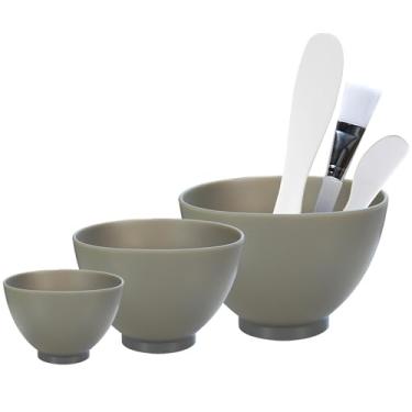 Imagem de APPEARUS Conjunto com 6 tigelas de mistura de silicone para máscara facial – Ferramenta de mistura de máscara facial de spa profissional (cinza escuro)