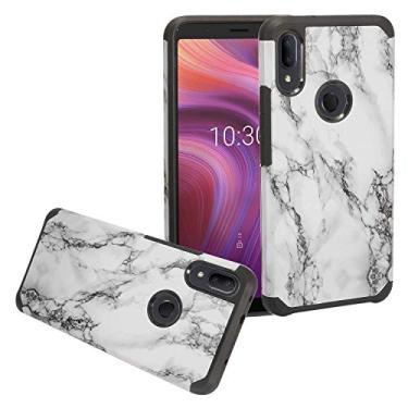Imagem de CELZEN - Para Alcatel 3V (2019) 5032W - Capa de telefone com imagem híbrida - AD1 mármore branco