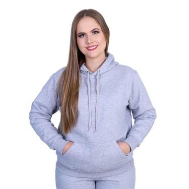 Imagem de Moletom Feminino Peluciado Com Capuz E Cordão LISO - Methodic, Cinza, 