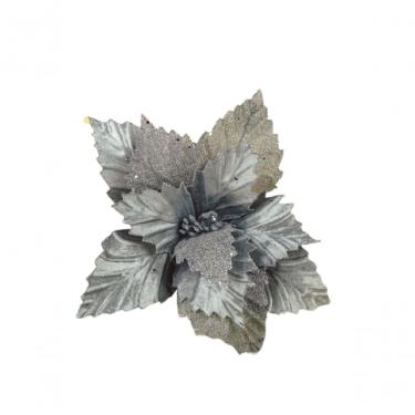 Imagem de Poinsetia Prata De Veludo 35cm - Fl854