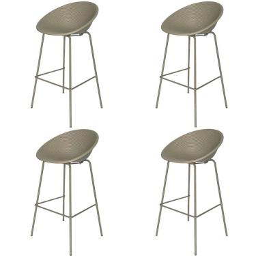 Imagem de Kit 4 Banquetas Drops Rivatti Em Polipropileno Fendi Base Desmontável Aço Fendi