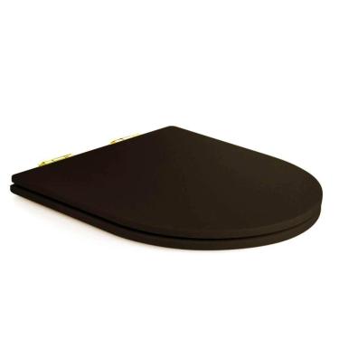 Imagem de Assento Poliester Soft Close Carrara Marrom Fosco Para Vaso Deca Com Ferragem Dourada